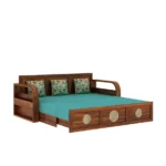 Ashford Sheesham Wood Sofa Cum Bed in Scratch Resistant Natural Wood Finish - Image 6