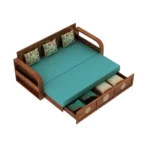 Ashford Sheesham Wood Sofa Cum Bed in Scratch Resistant Natural Wood Finish - Image 8