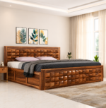 Ashton Sheesham Wood Bed with Box Storage in Provincial Teak Finish
