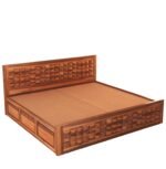 Ashton Sheesham Wood Bed with Box Storage in Provincial Teak Finish - Image 3