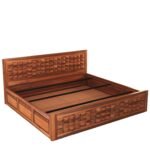 Ashton Sheesham Wood Bed with Box Storage in Provincial Teak Finish - Image 4