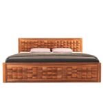 Ashton Sheesham Wood Bed with Box Storage in Provincial Teak Finish - Image 5