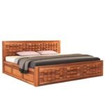 Ashton Sheesham Wood Bed with Box Storage in Provincial Teak Finish - Image 6