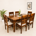 Avira Sheesham Wood 6 Seater Dining Table Set in Natural Finish