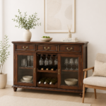 Blackwell Sheesham Wood Bar Cabinet in Scratch Resistant Sable Brown Finish
