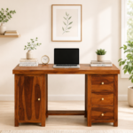 Bradford Study Table in Natural Sheesham Wood with Distressed Finish