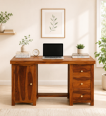 Bradford Study Table in Natural Sheesham Wood with Distressed Finish