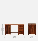 Bradford Study Table in Natural Sheesham Wood with Distressed Finish - Image 2