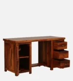 Bradford Study Table in Natural Sheesham Wood with Distressed Finish - Image 3