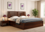 Bristol Sheesham Wood Bed with Box Storage in Natural Teak Finish