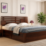 Bristol Sheesham Wood Bed with Box Storage in Natural Teak Finish