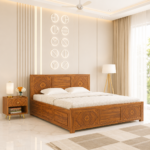 Briston Sheesham Wood Bed with Storage in Walnut Finish