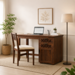Brivanta Solid Sheesham Wood Designer Study Desk with Drawer Storage