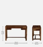 Brixton Sheesham Wood Study Table with Spacious Storage in Honey Oak Finish - Image 3