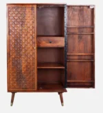 Carrington Sheesham Wood Bar Cabinet in Scratch Resistant Amber Teak Finish - Image 11