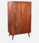 Carrington Sheesham Wood Bar Cabinet in Scratch Resistant Amber Teak Finish - Image 7