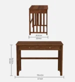 Carver Sheesham Wood Writing Study Table in Rich Walnut Finish - Image 3