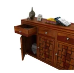 Classic Sheesham Solid Wood Display Cabinet with Glass Doors and Natural Honey Finish - Image 7