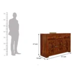 Classic Sheesham Solid Wood Display Cabinet with Glass Doors and Natural Honey Finish - Image 3