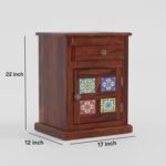 Classic Sheesham Wood Bedside Table – Natural Finish - Image 3