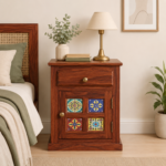 Classic Sheesham Wood Bedside Table – Natural Finish