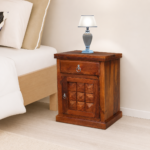 Compact Sheesham Wood Nightstand with Open Storage