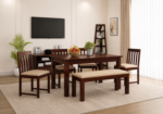 Contemporary Sheesham Wood 6 Seater Dining Table Set for Dining Space