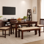 Contemporary Sheesham Wood 6 Seater Dining Table Set for Dining Space