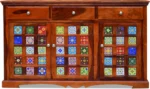 Contemporary Sheesham Wood Organizer Cabinet with Wooden Doors and Natural Grain Finish - Image 4