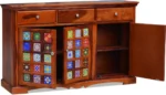 Contemporary Sheesham Wood Organizer Cabinet with Wooden Doors and Natural Grain Finish - Image 6