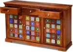 Contemporary Sheesham Wood Organizer Cabinet with Wooden Doors and Natural Grain Finish - Image 7