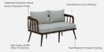 Corvexa Modern Wooden Frame 2 Seater Sofa - Image 3