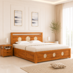 Cresta Sheesham Wood Bed with Drawer Storage in Natural Finish