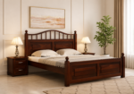 Denver Sheesham Wood Bed with Box Storage in Antique Honey Oak Finish