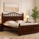 Denver Sheesham Wood Bed with Box Storage in Antique Honey Oak Finish