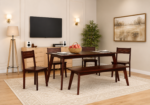 Designer Sheesham Wood 6 Seater Dining Table Set for Home and Kitchen