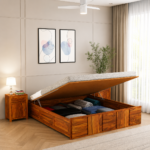 Dorian Sheesham Wood Double Bed with Under Storage