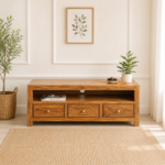 Doveshire Solid Wood Entertainment Console With Open Display Shelves