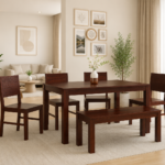Elegant 6 Seater Dining Table Set Made from Solid Sheesham Wood Natural Finish