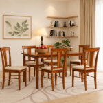 Elegant Sheesham Wood 6 Seater Dining Table Set with Natural Wood Finish for Family Dining