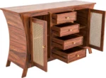 Elegant Sheesham Wooden Utility Cabinet with Two Doors and Open Storage Shelf - Image 5