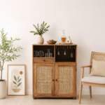 Ellington Sheesham Wood Bar Cabinet in Scratch Resistant Deep Walnut Finish