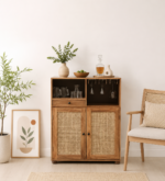 Ellington Sheesham Wood Bar Cabinet in Scratch Resistant Deep Walnut Finish