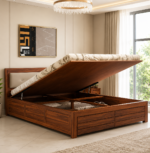 Elmwood Solid Sheesham Wood Bed with Hydraulic Storage