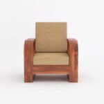 Elora Handcrafted Sheesham Wood Single Seater Lounge Sofa with Natural Honey Finish and Cushioned Seat - Image 6