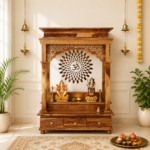 Elora Solid Sheesham Wood Temple with Beautiful Decorative Pattern