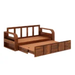 Elston Sheesham Wood Sofa Cum Bed in Scratch Resistant Mahogany Finish - Image 2