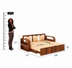 Elston Sheesham Wood Sofa Cum Bed in Scratch Resistant Mahogany Finish - Image 3