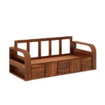 Elston Sheesham Wood Sofa Cum Bed in Scratch Resistant Mahogany Finish - Image 5