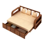 Elston Sheesham Wood Sofa Cum Bed in Scratch Resistant Mahogany Finish - Image 8